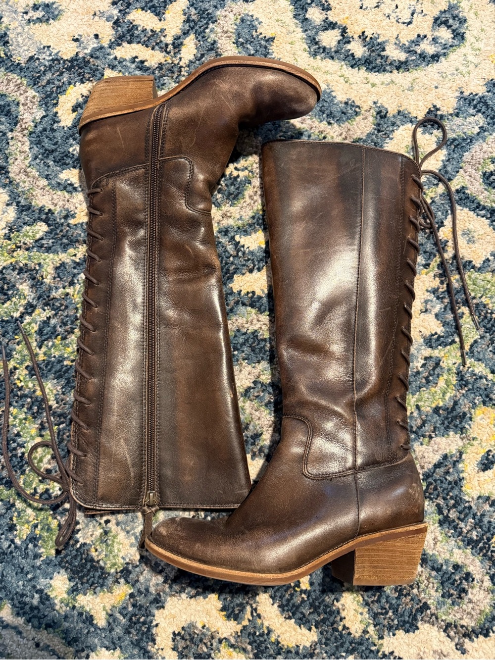 Sofft Sharnell Heel Leather Brown Tall Boots Size 7.5